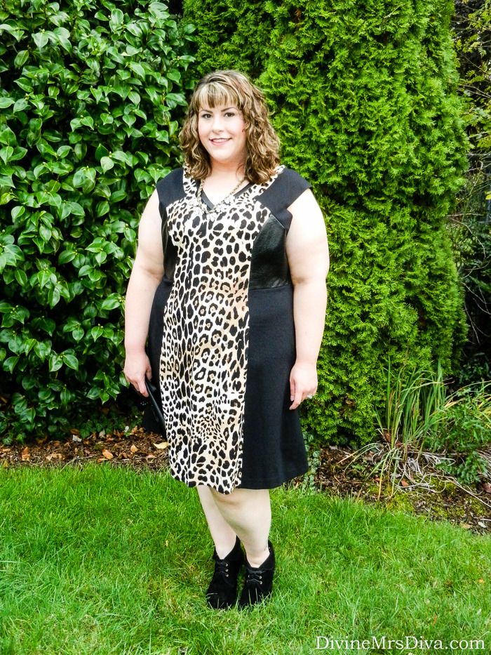 Hailey is wearing the Leopard Inset Dress from Lane Bryant. Check out the post for more photos and a review. - DivineMrsDiva.com #plussize #plussizefashion #plussizeblogger #psblogger #psootd #leopardprint #LaneBryant
