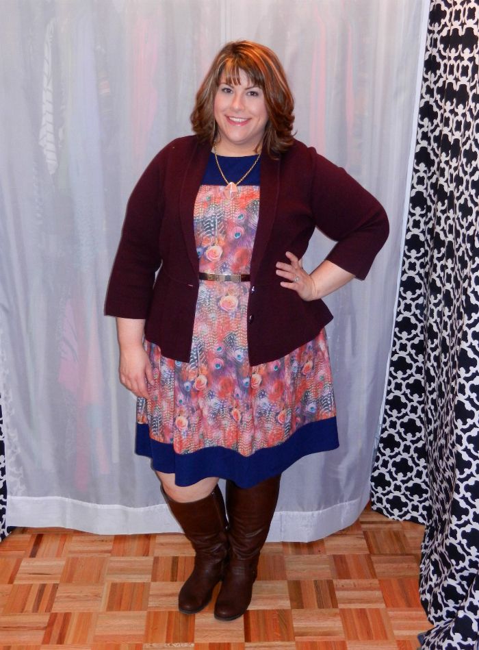 Hailey is wearing the Flor Rose Peacock Fit and Flare Dress via Gwynnie Bee. - DivineMrsDiva.com