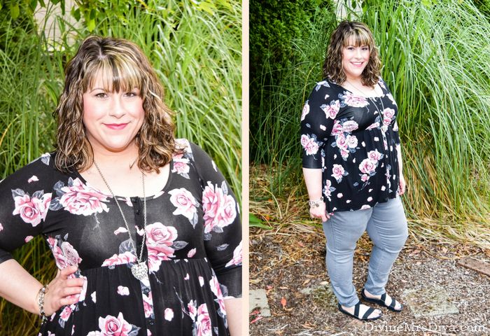 Today on the blog, Hailey reviews a pair of grey a.n.a jeggings from JCPenney, a great excuse to utilize the floral babydoll top from Torrid again in a fall-ready remix. - DivineMrsDiva.com #JCpenney #ana #jeggings #plussizejeggings #Crocs #Torrid #TorridInsider #psblogger #plussizeblogger #styleblogger #plussizefashion #plussize #psootd #fall #style #plussizecasual