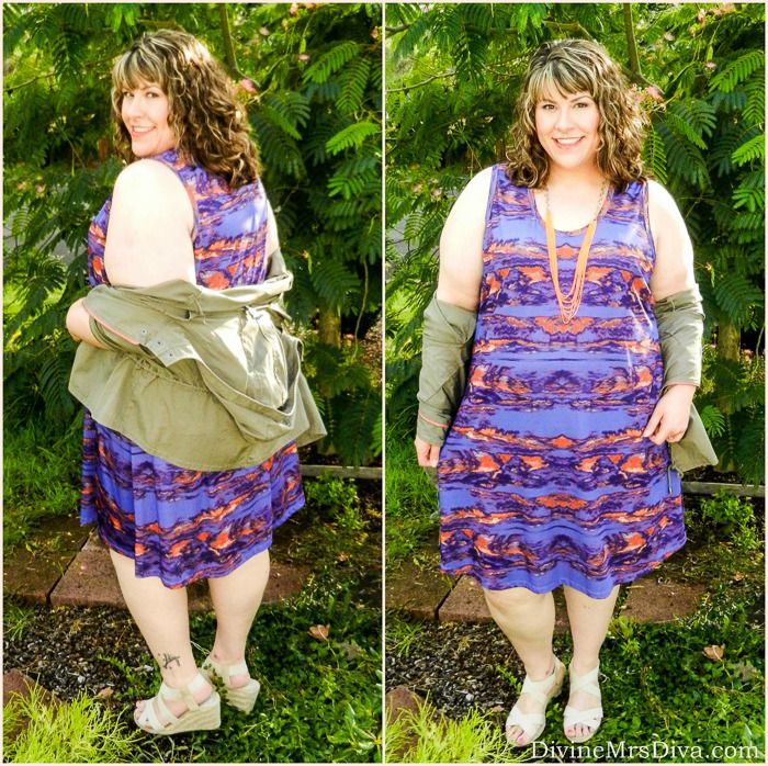 Hailey is wearing the Jete Violet Tie Dye Tank Dress via Gwynnie Bee and Lane Bryant Anorak Jacket. - DivineMrsDiva.com #Jete #GwynnieBee #ShareMeGB #psootd #plussize #LaneBryant #styleblogger #fashionblogger #plussizeblogger #fallfashion
