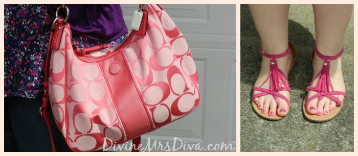 DivineMrsDiva.com - Torrid tank and sandals, SWAK Designs Amber Shrug, Embellished denim capris from Lane Bryant, Coach handbag
