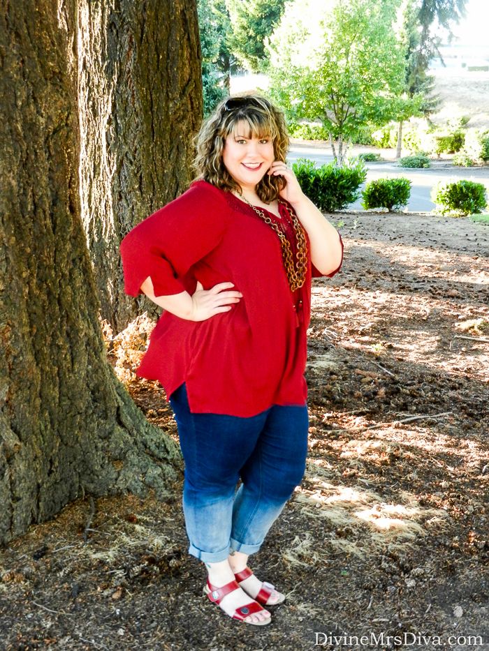 What I Wore: Casual Black & White + Propet Annika Sandal Review - DivineMrsDiva.com  #Propet #sandals #shoereview #redshoes #Catherines #psootd #plussize #fashionblogger