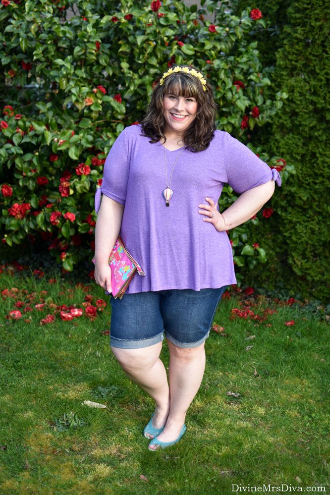 In today’s post, Hailey shares a couple of spring to summer looks that represent her personal style. (Lane Bryant Hacci Tie-Sleeve Swing Tee & Bermuda Shorts) - DivineMrsDiva.com #Torrid #TorridInsider #LaneBryant #LaneStyle #Crocs #Propet #ZulilyFinds #Kiyonna #KiyonnaCurves #KiyonnaStyle #charmingcharlie #psblogger #plussizeblogger #styleblogger #plussizefashion #plussize #psootd #ootd #plussizeclothing #outfit #style #plussizecasual #spring #springstyle #summer #summerstyle