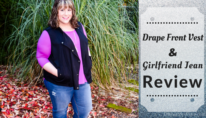 In today's post, Hailey reviews the Drape Front Vest from Torrid and Girlfriend Jean from Catherines - two wardrobe basics with loads of potential! - DivineMrsDiva.com #Torrid #TorridInsider #Catherines #CatherinesStyle #ILoveCatherines #psblogger #plussizeblogger #styleblogger #plussizefashion #plussize #psootd #ootd #plussizeclothing #outfit #spring #winter #fall #summer #style #vest #plussizecasual #lanebryant #crocs