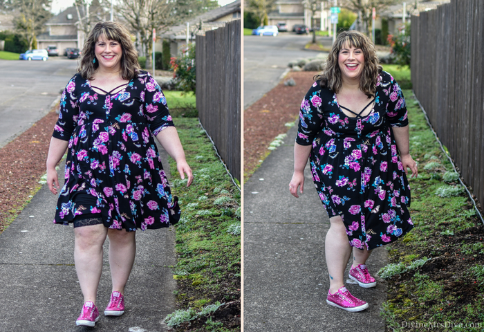 In today’s post, Hailey enjoys a few rays of sunshine and reviews the Torrid Multi-Color Floral Print Jersey Knit Button Front Shirt Dress. - DivineMrsDiva.com #Torrid #TorridInsider #Zerdocean #Amazon #YoursClothing #ThisIsYours #Converse #JCP #NagasakoDesigns #psblogger #plussizeblogger #styleblogger #plussizefashion #plussize #psootd #ootd #plussizeclothing #outfit #style #plussizecasual #spring #springstyle