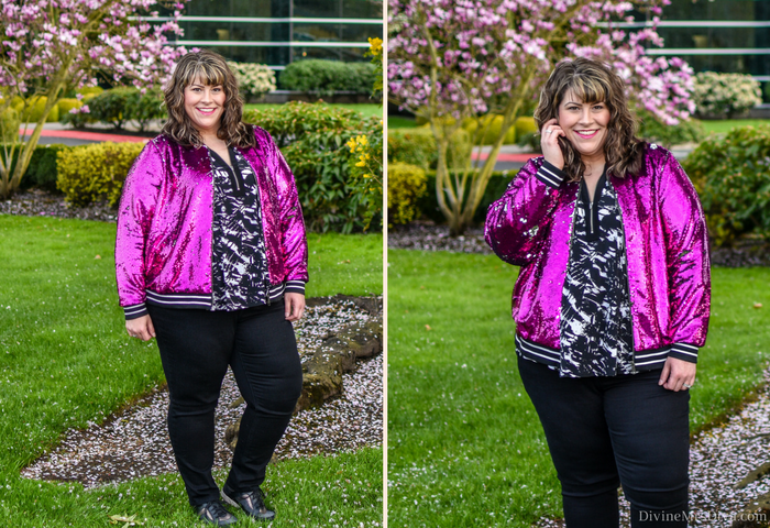 In today’s post, Hailey goes full sparkle with this Torrid Reversible Sequin Jacket. - DivineMrsDiva.com #Torrid #TorridInsider #Avenue #AvePlus #ShareTheLove #LaneBryant #LaneStyle #Comfortiva #psblogger #plussizeblogger #styleblogger #plussizefashion #plussize #psootd #ootd #plussizeclothing #outfit #style #plussizecasual #spring #springstyle