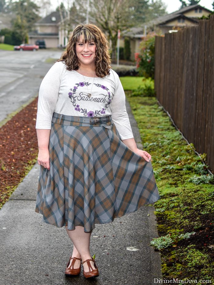 In today’s post, Hailey’s putting the sass in Sassenach and donning an Outlander-inspired look, featuring two pieces from Torrid’s 2017 Outlander collection – the Lace Trim Sassenach Top and the Tartan Skirt. - DivineMrsDiva.com #Torrid #TorridInsider #Outlander #Outlanderfashion #LaneBryant #LaneStyle #CobbHill #Zulilyfind #psblogger #plussizeblogger #styleblogger #plussizefashion #plussize #psootd #ootd #plussizeclothing #outfit #style #plussizecasual