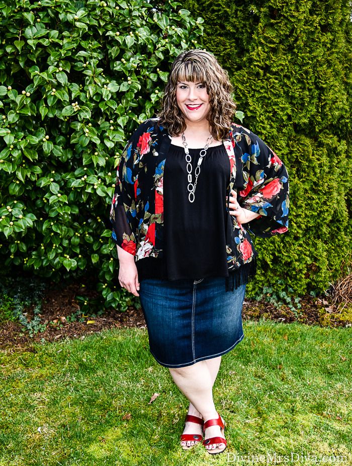  Mindful shopping can be a little tough when you love excitedly shopping and love picking up new pieces.  Hailey added this Torrid Smocked Cold Shoulder Top and Lane Bryant Denim Pencil Skirt to her wardrobe. - DivineMrsDiva.com #Torrid #TorridInsider #LaneBryant #PropetUSA #psblogger #plussizeblogger #styleblogger #plussizefashion #plussize #psootd #SpringStyle #plussizecasual