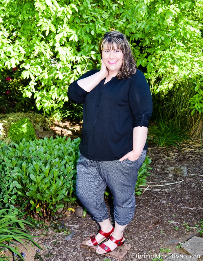 Another easy, go-to summer look: Soft Pants.  Hailey is wearing the Chevron Soft Pants from Torrid, Ava & Viv Top, and Annika Sandals by Propet USA. - DivineMrsDiva.com #Torrid #TorridInsider #softpants #AvaandViv #TargetStyle #PropetUSA #PropetFootwear #psblogger #plussizeblogger #styleblogger #plussizefashion #plussize #psootd #ootd #plussizeclothing #outfit #spring #summer #style #plussizecasual