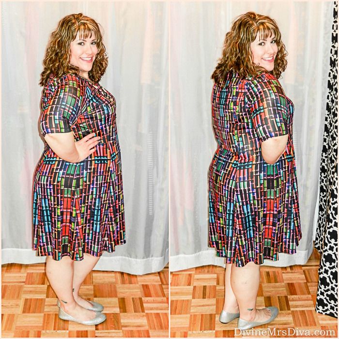 Hailey is wearing the Triste Colorfully Pixelated Fit & Flare Dress via Gwynnie Bee. - DivineMrsDiva.com  #GwynnieBee #ShareMeGB #Jete #psootd #plussize #plussizefashion #styleblogger #fashionblogger #plussizeblogger #psblogger