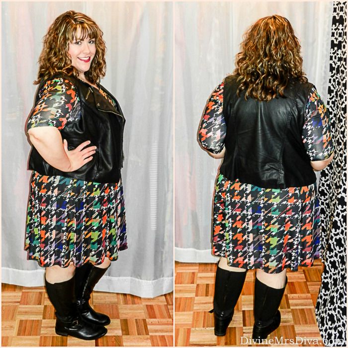 Hailey is wearing the Triste Houndstooth V-Neck Fit & Flare Dress via Gwynnie Bee. - DivineMrsDiva.com  #GwynnieBee #ShareMeGB #Jete #psootd #plussize #plussizefashion #styleblogger #fashionblogger #plussizeblogger #psblogger