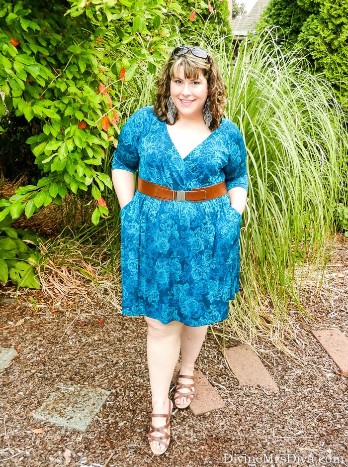 Wear It Now, Wear It Later: Floral - Transition your summer florals into fall.  (Hailey is wearing a Torrid teal floral dress, Propet USA Lizzette Sandals, Lane Bryant Military Stretch Belt.) - DivineMrsDiva.com  #fallfashion #psootd #styleblogger #fallstyle #floral #floralprint #falltrends #plussizefashion #ootd #fashionblogger