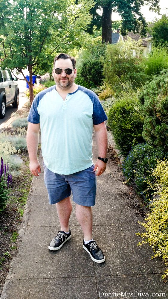 Men’s Big & Tall styles, featuring JCPenney’s Dockers Perfect Flat-Front Shorts in Chambray and Old Navy Raglan-Sleeve Henley. - DivineMrsDiva.com #OldNavy #OldNavyStyle #JCP #JCPenney #BigandTall #MensStyle #BigandTallMen #shorts #psblogger #plussizeblogger #styleblogger #plussizefashion #plussize #psootd #ootd #plussizeclothing #outfit #summer #style
