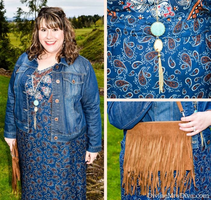 Hailey joined forces with her blogger buddies to show you pieces from the new Yours Clothing Western Nostalgia collection. Check out all four looks on the blog. - DivineMrsDiva.com #YoursClothing #WesternNostalgia #maxidress #fringe #western #denimjacket #psblogger #plussizeblogger #styleblogger #plussizefashion #plussize #psootd #SpringStyle #plussizecasual