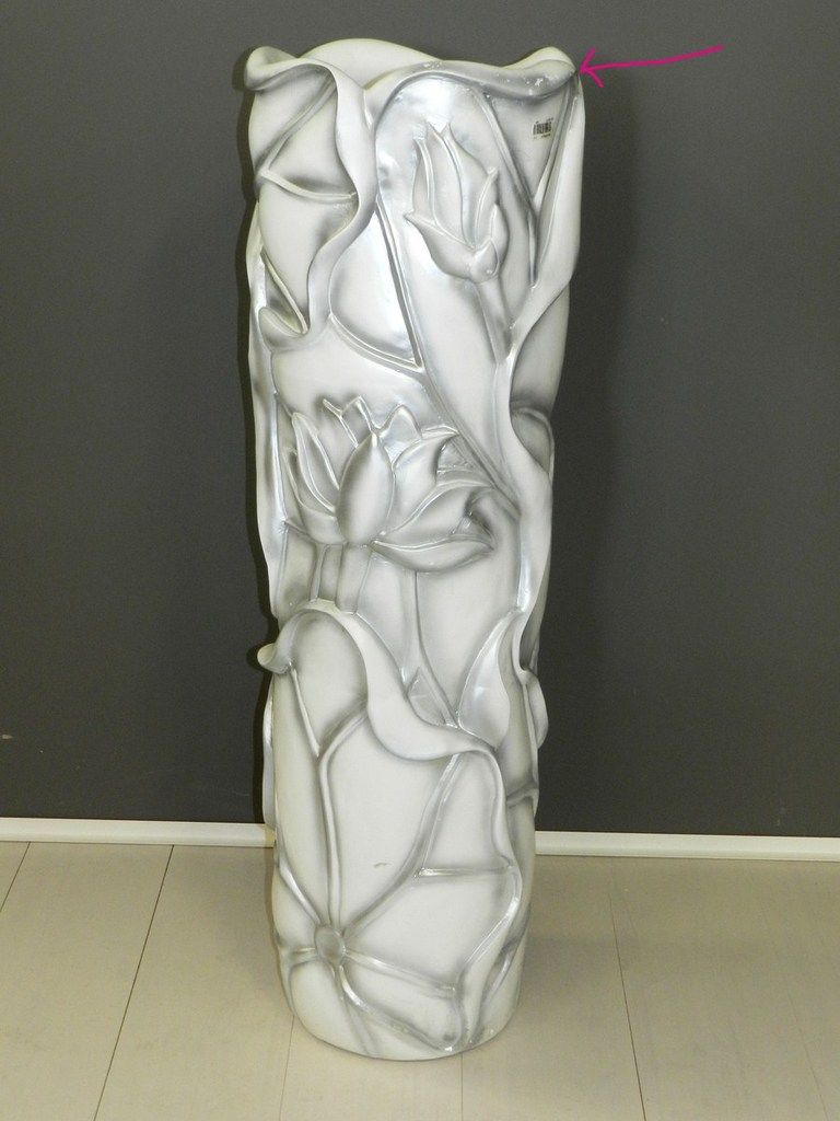 Vaso resina tondo alto vaso arredo moderno design decorato bianco ...