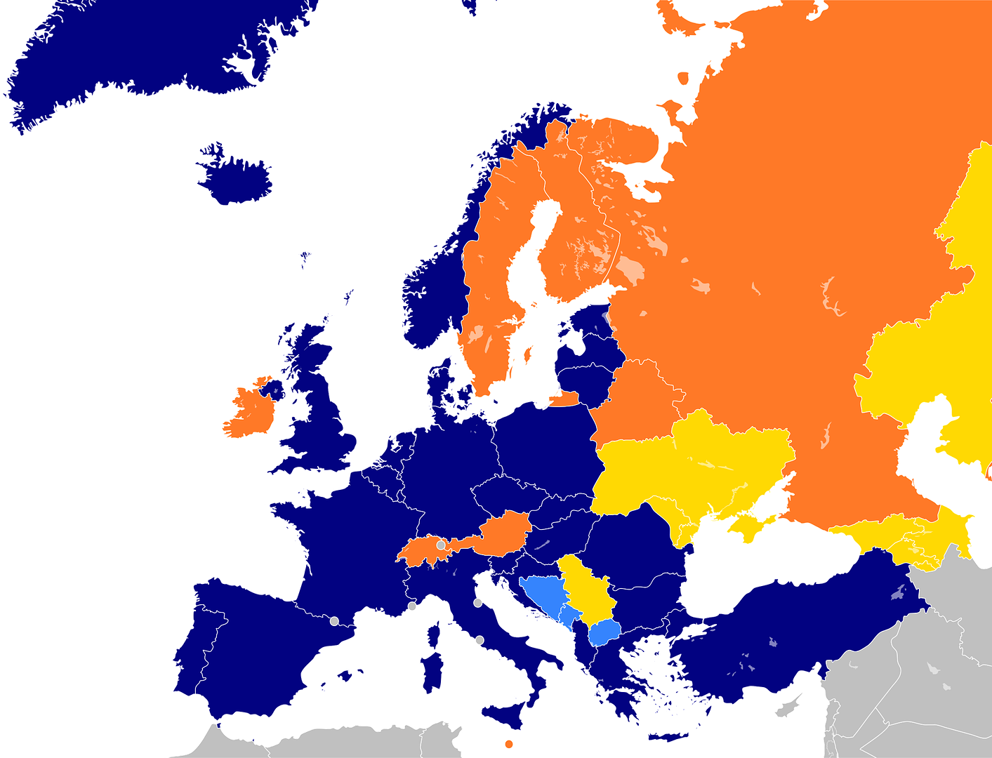 Liên Hiệp Châu Âu (màu xanh trừ nước Anh)